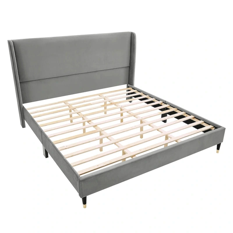 Roundhill Furniture Rozitta Upholstered Wingback Platform Bed