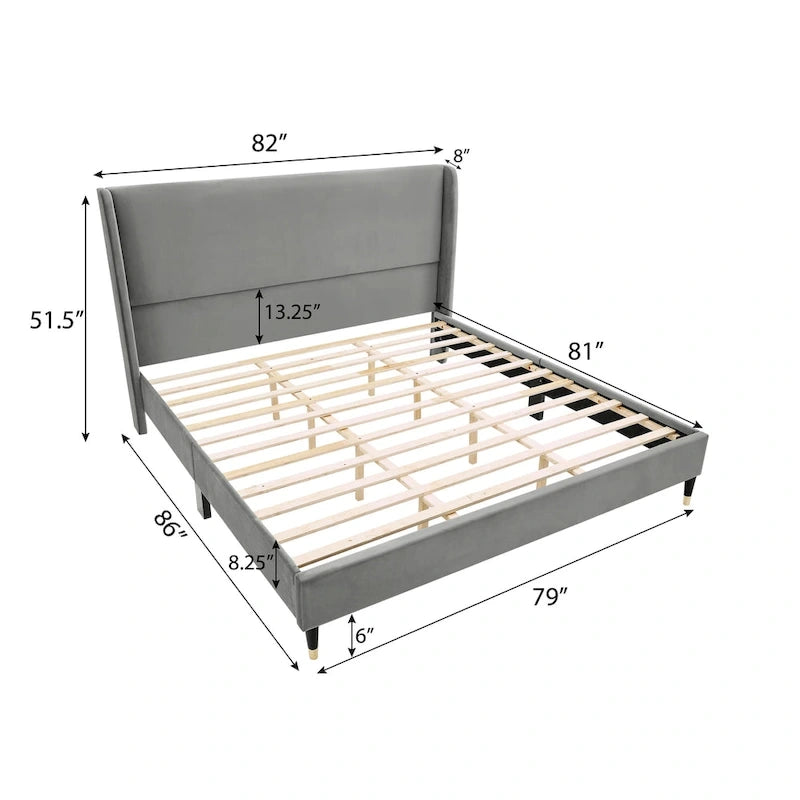 Roundhill Furniture Rozitta Upholstered Wingback Platform Bed