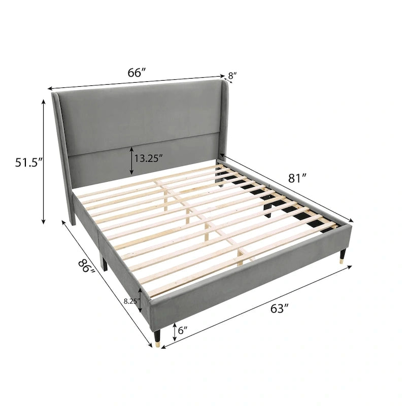 Roundhill Furniture Rozitta Upholstered Wingback Platform Bed