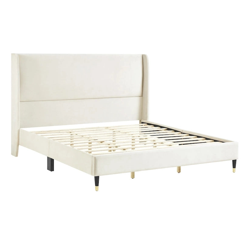 Roundhill Furniture Rozitta Upholstered Wingback Platform Bed