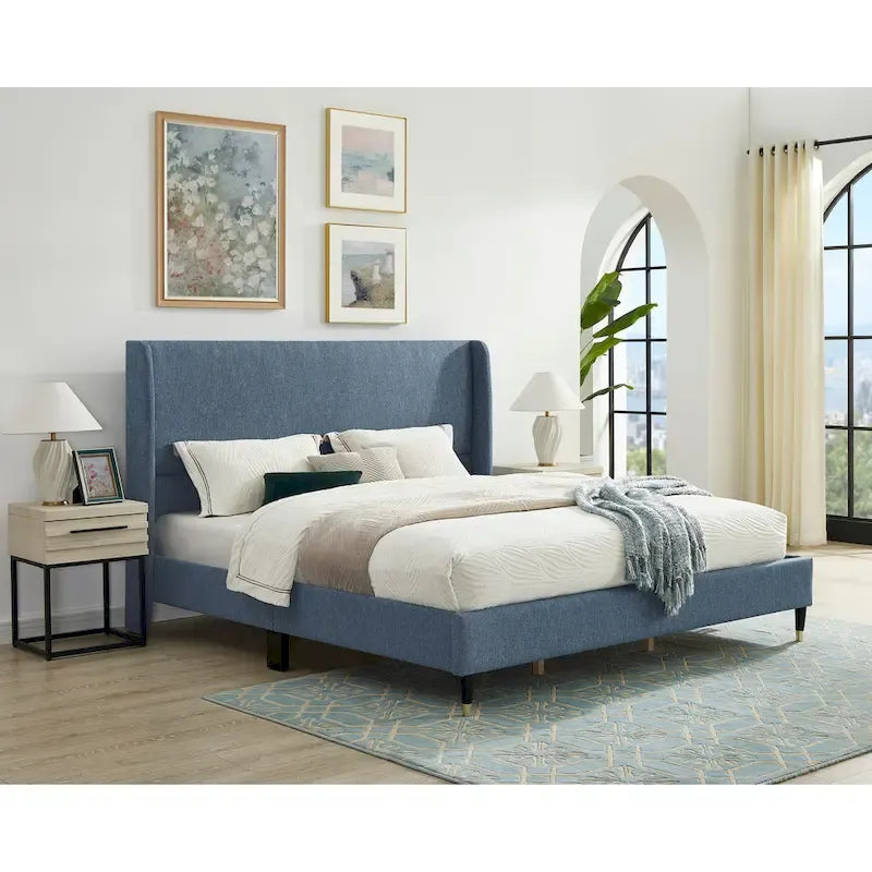 Roundhill Furniture Rozitta Upholstered Wingback Platform Bed