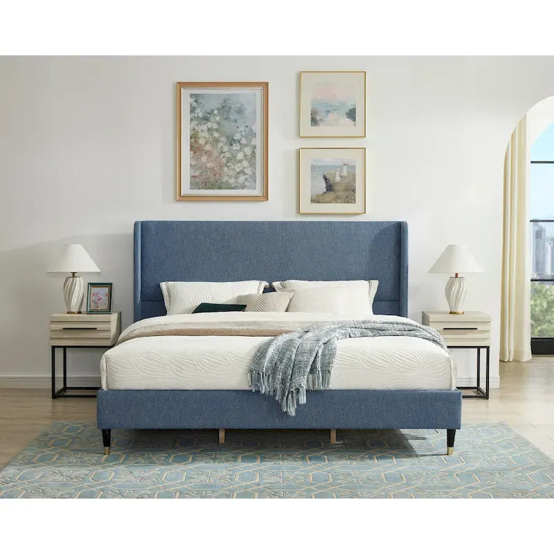 Roundhill Furniture Rozitta Upholstered Wingback Platform Bed
