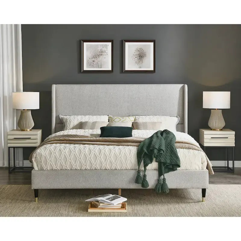 Roundhill Furniture Rozitta Upholstered Wingback Platform Bed