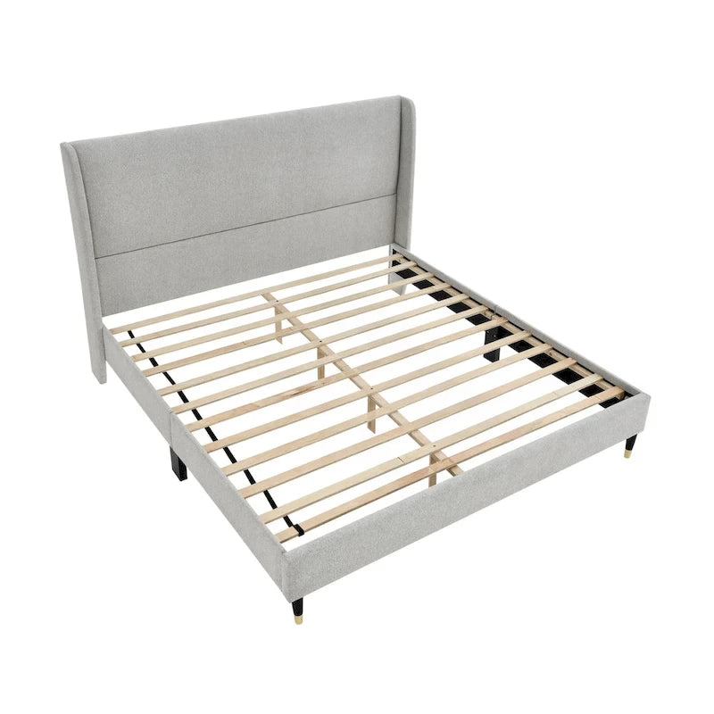 Roundhill Furniture Rozitta Upholstered Wingback Platform Bed