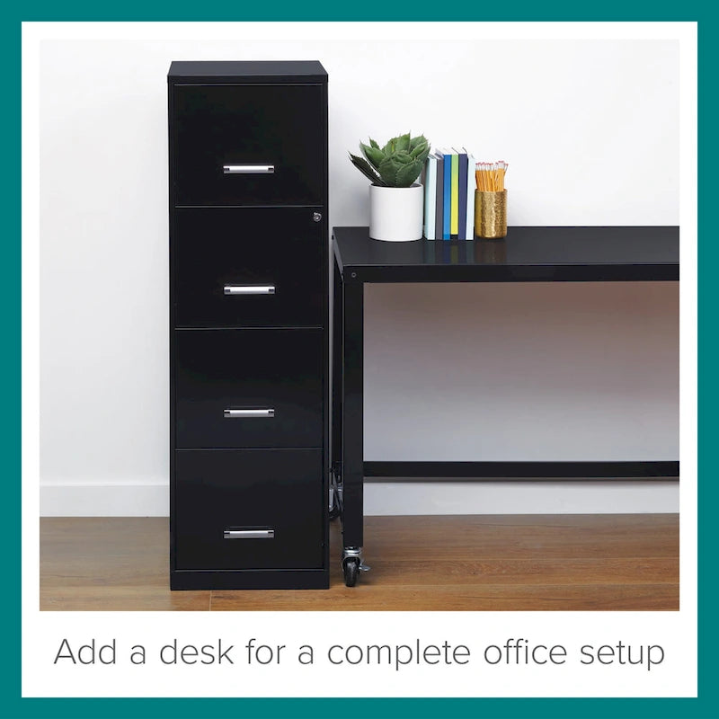 Space Solutions 18-inch Deep 4-drawer Black Metal File Cabinet