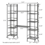 Convenience Concepts Xtra Storage 5 Tier Folding Metal Shelves with Set of 2 Extension Shelves