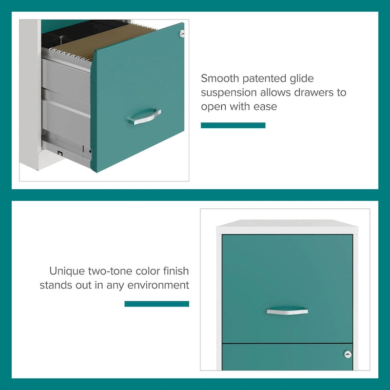 Space Solutions 18in. 2 Drawer Metal File Cabinet, Alpine White