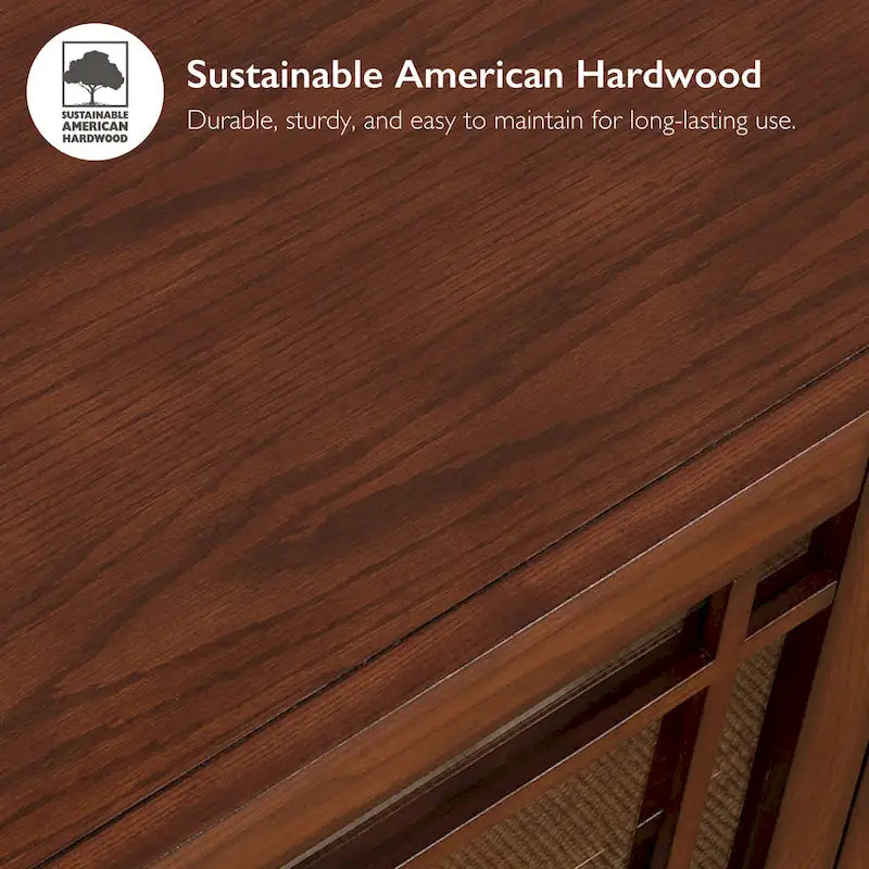 Leick Home Solid Wood Mission Oak Four Door Corner TV Stand