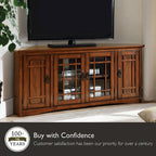 Leick Home Solid Wood Mission Oak Four Door Corner TV Stand