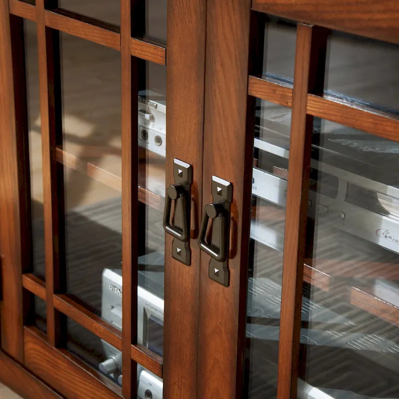 Leick Home Solid Wood Mission Oak Four Door Corner TV Stand