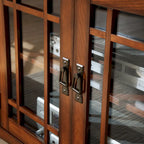 Leick Home Solid Wood Mission Oak Four Door Corner TV Stand