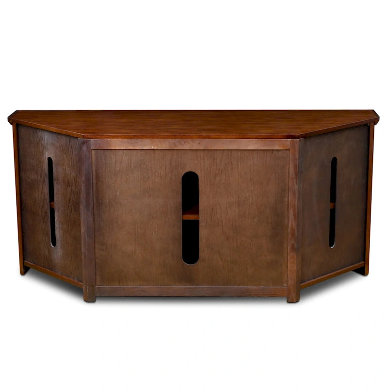 Leick Home Solid Wood Mission Oak Four Door Corner TV Stand