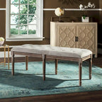 SAFAVIEH Lynnette French Brasserie Tufted Wood Bench - 47.3 x 17.5 x 19 - 47Wx18Dx19H