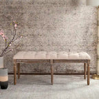 SAFAVIEH Lynnette French Brasserie Tufted Wood Bench - 47.3 x 17.5 x 19 - 47Wx18Dx19H