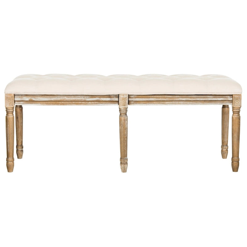 SAFAVIEH Lynnette French Brasserie Tufted Wood Bench - 47.3 x 17.5 x 19 - 47Wx18Dx19H