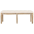 SAFAVIEH Lynnette French Brasserie Tufted Wood Bench - 47.3 x 17.5 x 19 - 47Wx18Dx19H