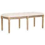 SAFAVIEH Lynnette French Brasserie Tufted Wood Bench - 47.3 x 17.5 x 19 - 47Wx18Dx19H
