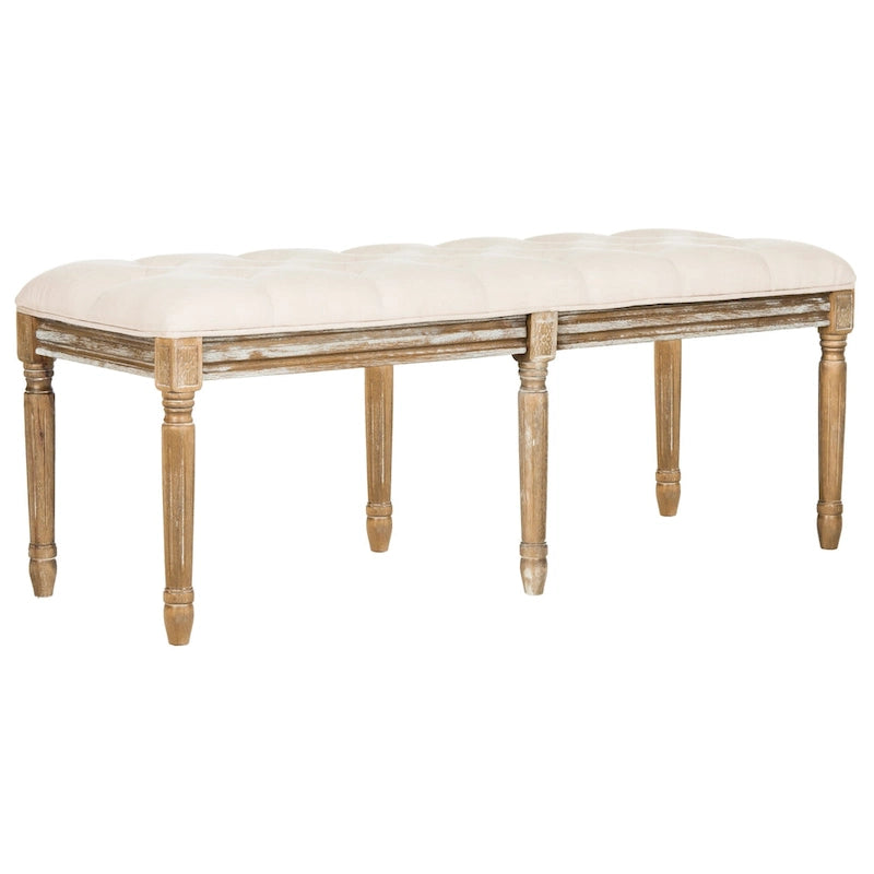 SAFAVIEH Lynnette French Brasserie Tufted Wood Bench - 47.3 x 17.5 x 19 - 47Wx18Dx19H