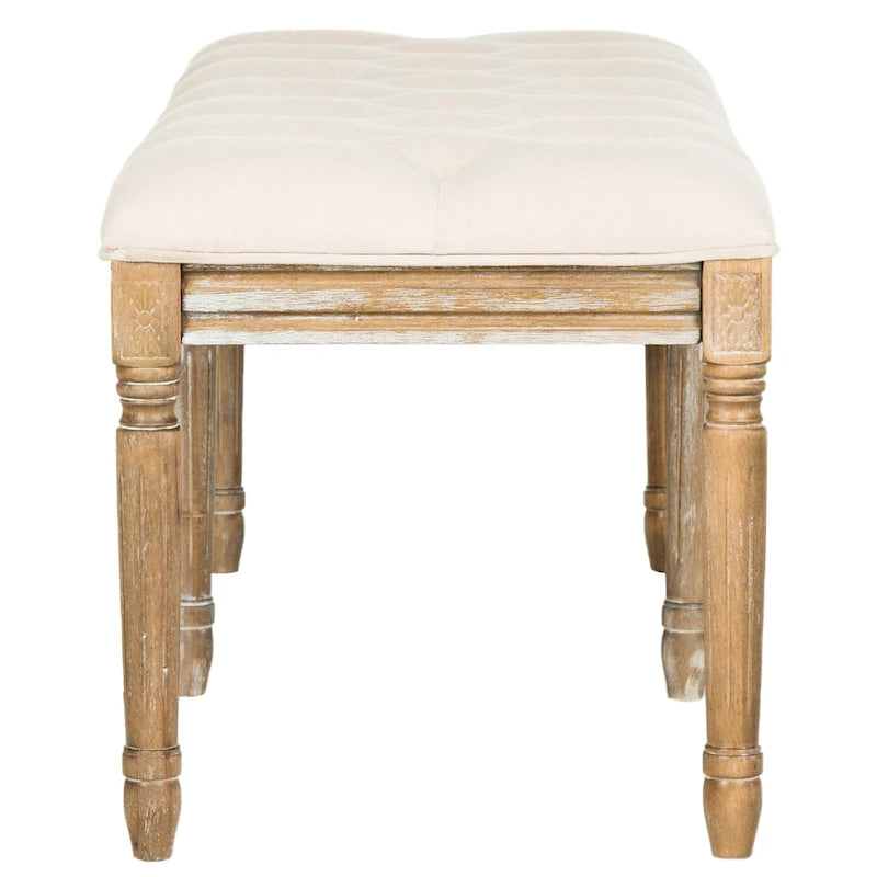 SAFAVIEH Lynnette French Brasserie Tufted Wood Bench - 47.3 x 17.5 x 19 - 47Wx18Dx19H