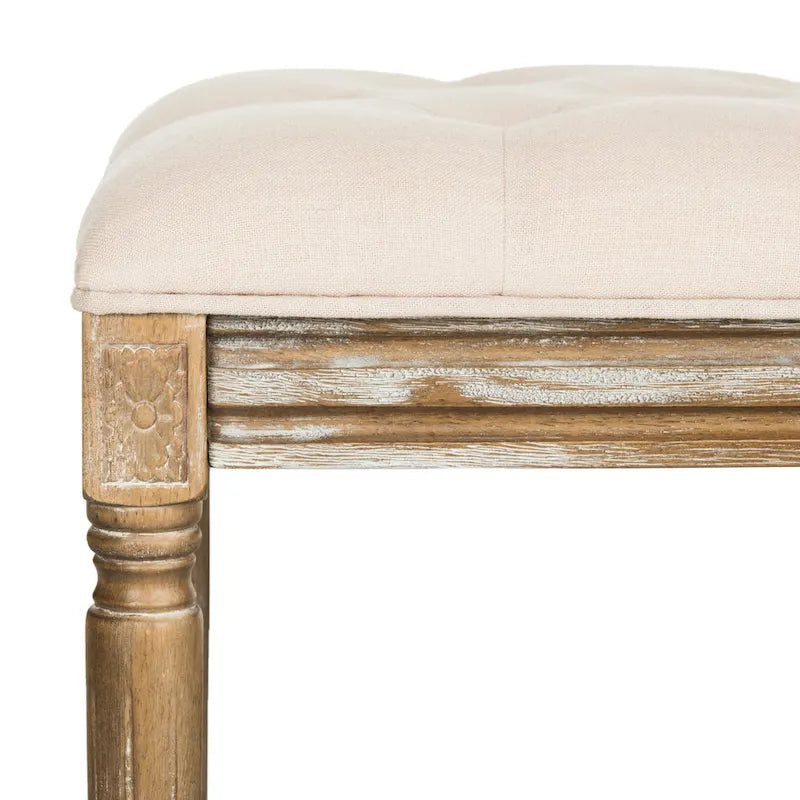SAFAVIEH Lynnette French Brasserie Tufted Wood Bench - 47.3 x 17.5 x 19 - 47Wx18Dx19H