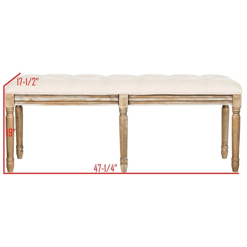 SAFAVIEH Lynnette French Brasserie Tufted Wood Bench - 47.3 x 17.5 x 19 - 47Wx18Dx19H