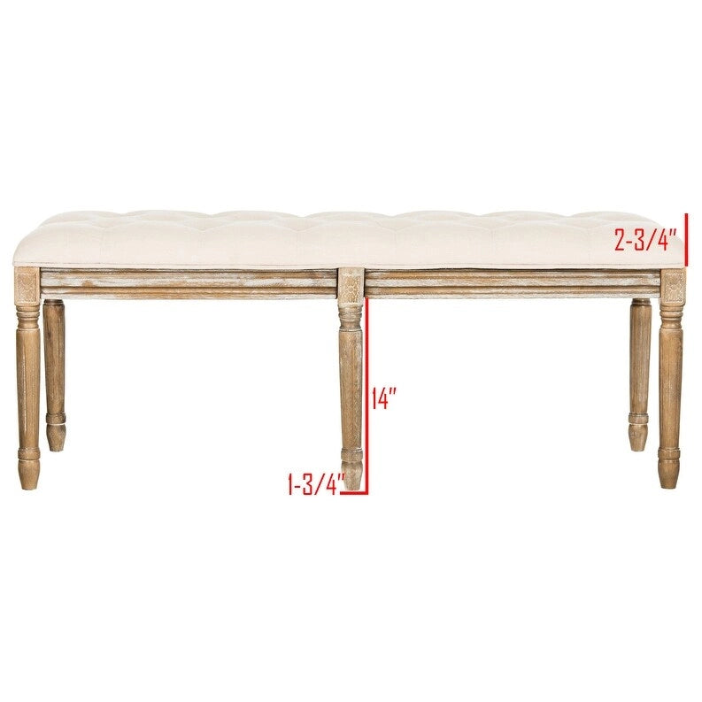 SAFAVIEH Lynnette French Brasserie Tufted Wood Bench - 47.3 x 17.5 x 19 - 47Wx18Dx19H