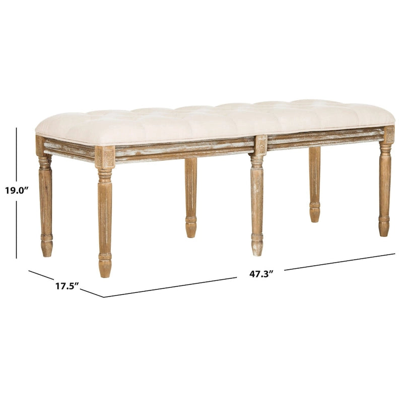 SAFAVIEH Lynnette French Brasserie Tufted Wood Bench - 47.3 x 17.5 x 19 - 47Wx18Dx19H