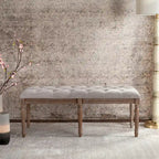 SAFAVIEH Lynnette French Brasserie Tufted Wood Bench - 47.3 x 17.5 x 19 - 47Wx18Dx19H