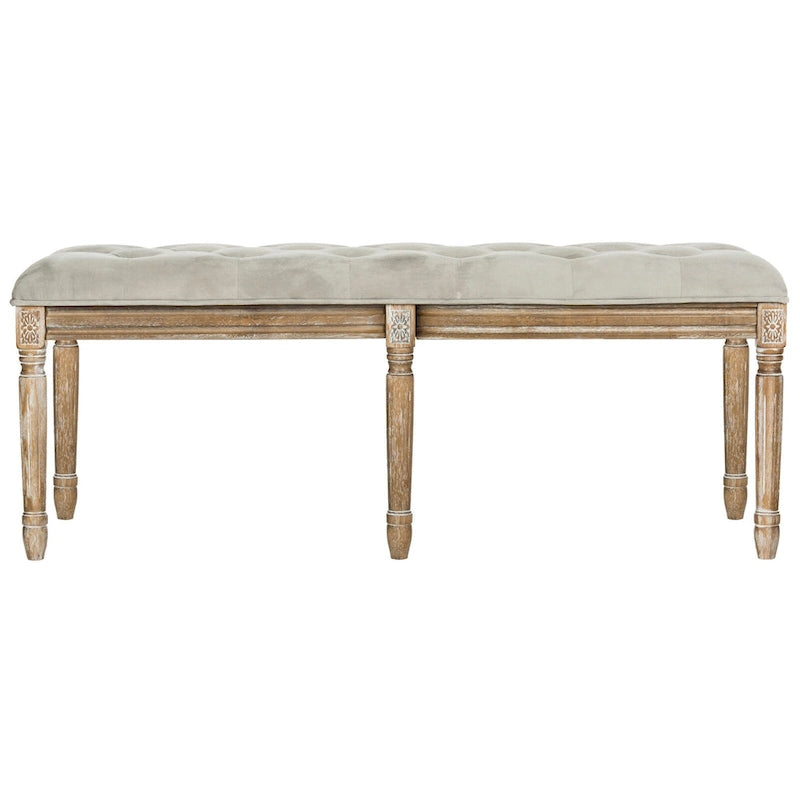 SAFAVIEH Lynnette French Brasserie Tufted Wood Bench - 47.3 x 17.5 x 19 - 47Wx18Dx19H