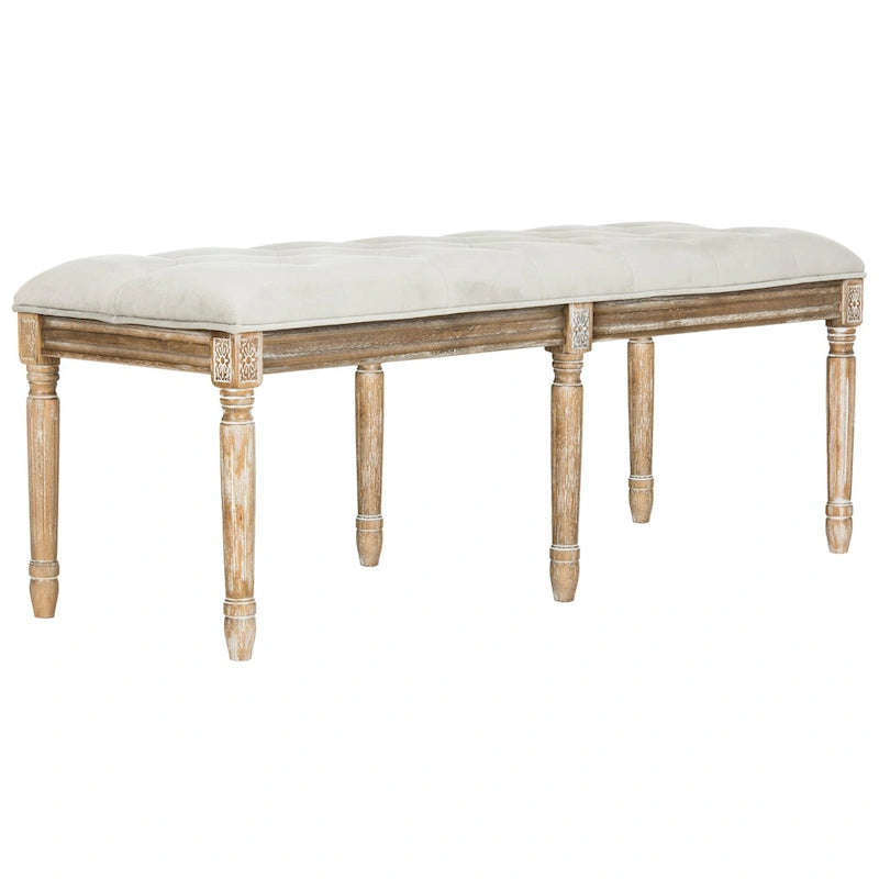 SAFAVIEH Lynnette French Brasserie Tufted Wood Bench - 47.3 x 17.5 x 19 - 47Wx18Dx19H