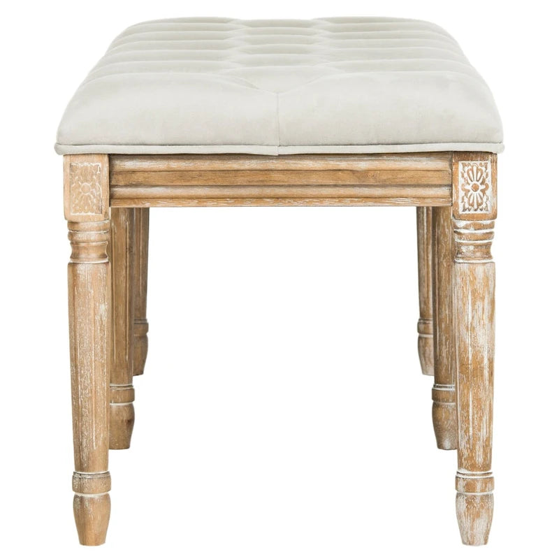 SAFAVIEH Lynnette French Brasserie Tufted Wood Bench - 47.3 x 17.5 x 19 - 47Wx18Dx19H