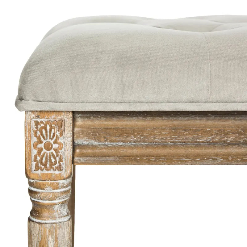SAFAVIEH Lynnette French Brasserie Tufted Wood Bench - 47.3 x 17.5 x 19 - 47Wx18Dx19H