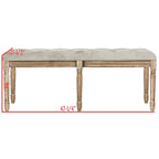 SAFAVIEH Lynnette French Brasserie Tufted Wood Bench - 47.3 x 17.5 x 19 - 47Wx18Dx19H
