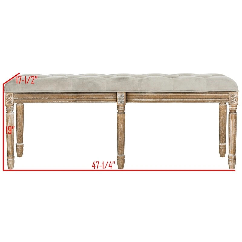 SAFAVIEH Lynnette French Brasserie Tufted Wood Bench - 47.3 x 17.5 x 19 - 47Wx18Dx19H