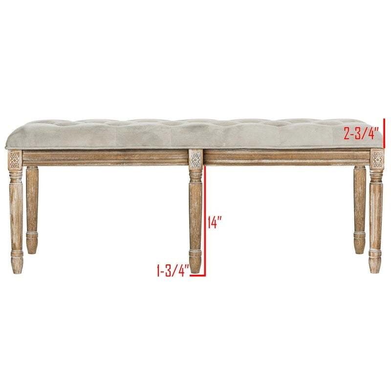 SAFAVIEH Lynnette French Brasserie Tufted Wood Bench - 47.3 x 17.5 x 19 - 47Wx18Dx19H