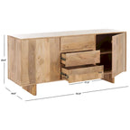 SAFAVIEH Couture Zhanat Natural Wood Sideboard - 63 W x 18 D x 29 H - 63Wx18Dx29H