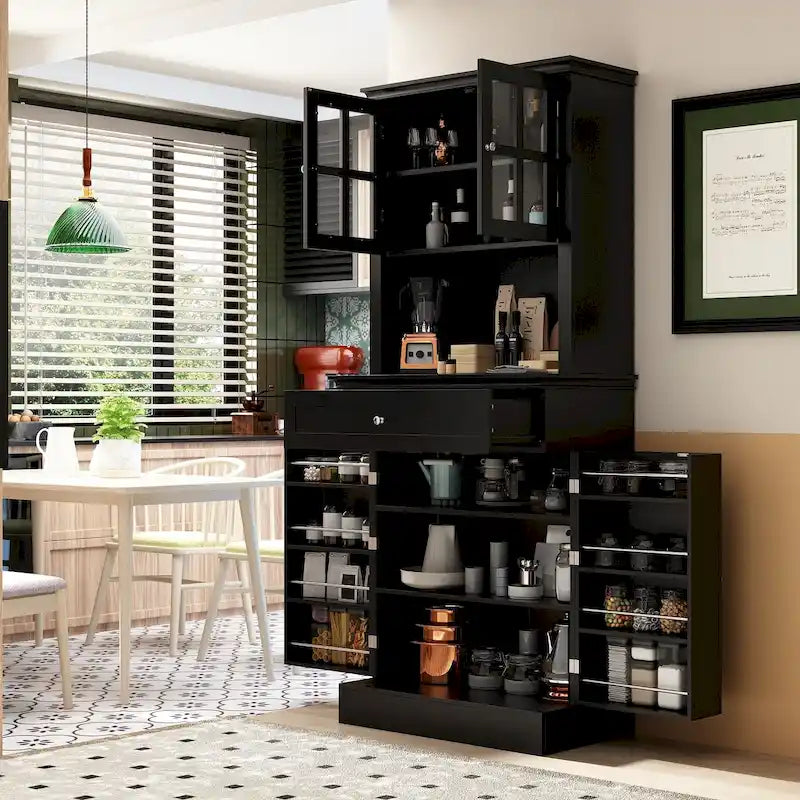 Long Standing Kitchen Cabinet with Large Open Space for Microwave - 30 W x 69.3 H