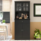 Long Standing Kitchen Cabinet with Large Open Space for Microwave - 30 W x 69.3 H