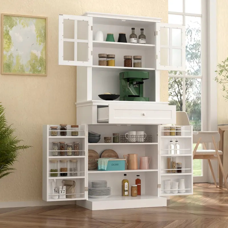 Long Standing Kitchen Cabinet with Large Open Space for Microwave - 30 W x 69.3 H