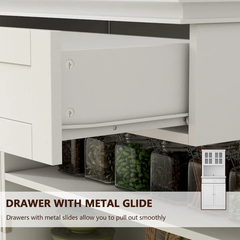 Long Standing Kitchen Cabinet with Large Open Space for Microwave - 30 W x 69.3 H