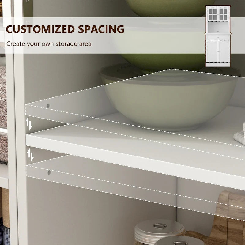 Long Standing Kitchen Cabinet with Large Open Space for Microwave - 30 W x 69.3 H