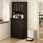 Long Standing Kitchen Cabinet with Large Open Space for Microwave - 30 W x 69.3 H