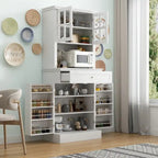 Long Standing Kitchen Cabinet with Large Open Space for Microwave - 30 W x 69.3 H