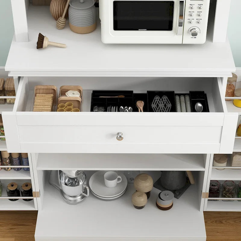 Long Standing Kitchen Cabinet with Large Open Space for Microwave - 30 W x 69.3 H
