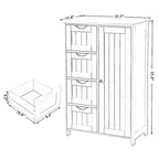 White Bathroom Storage Cabinet with Adjustable Shelf and Drawers