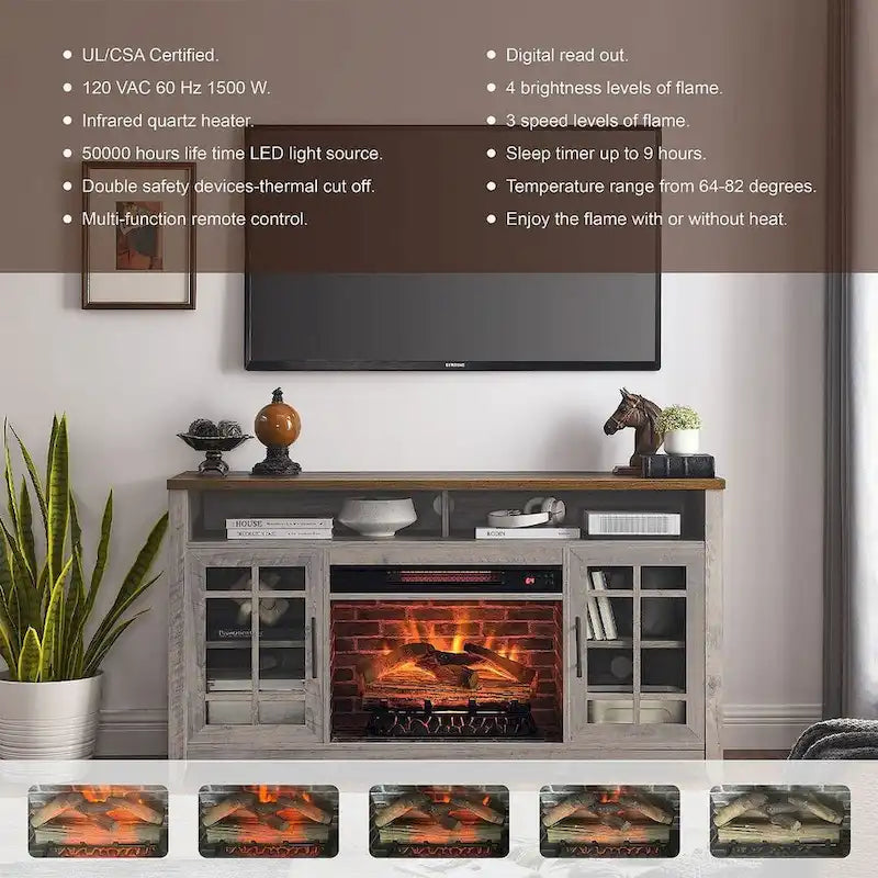 TV Stand for TVs up to 55  with Electric Fireplace