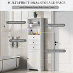 Tall Storage Cabinet with 3 Drawers and Shelves