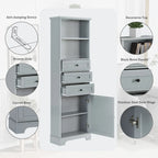 Tall Storage Cabinet with 3 Drawers and Shelves