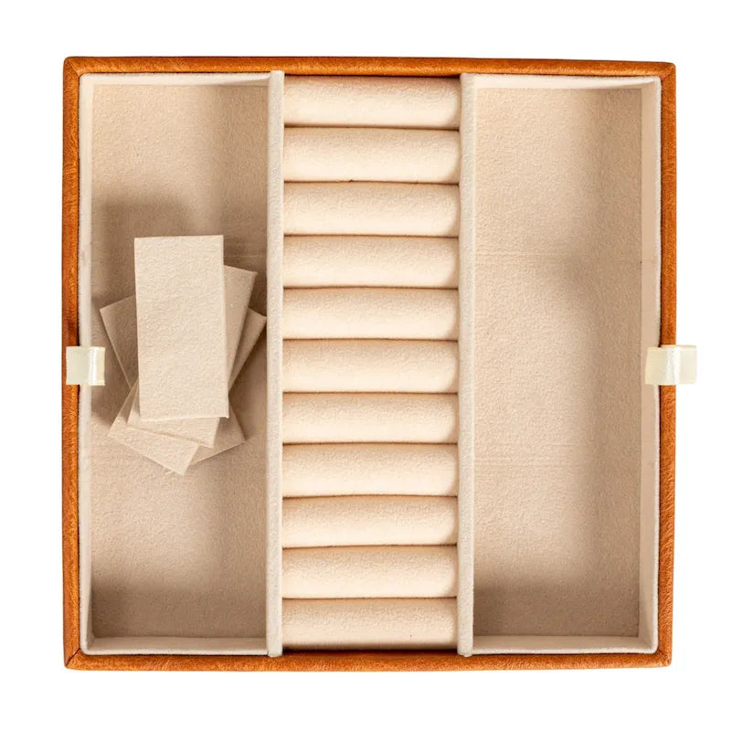 Household Essentials Vegan Leather 2-Layer Jewelry Organizer Box with Clasp Closure - 9.3 L x 7.3 W x 3.8 H