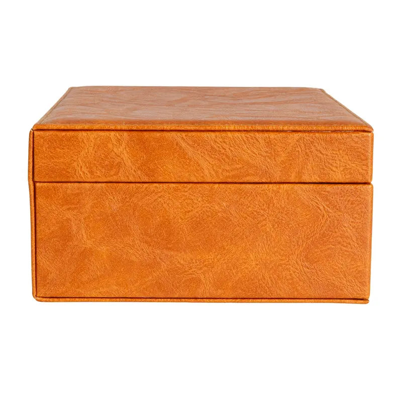 Household Essentials Vegan Leather 2-Layer Jewelry Organizer Box with Clasp Closure - 9.3 L x 7.3 W x 3.8 H